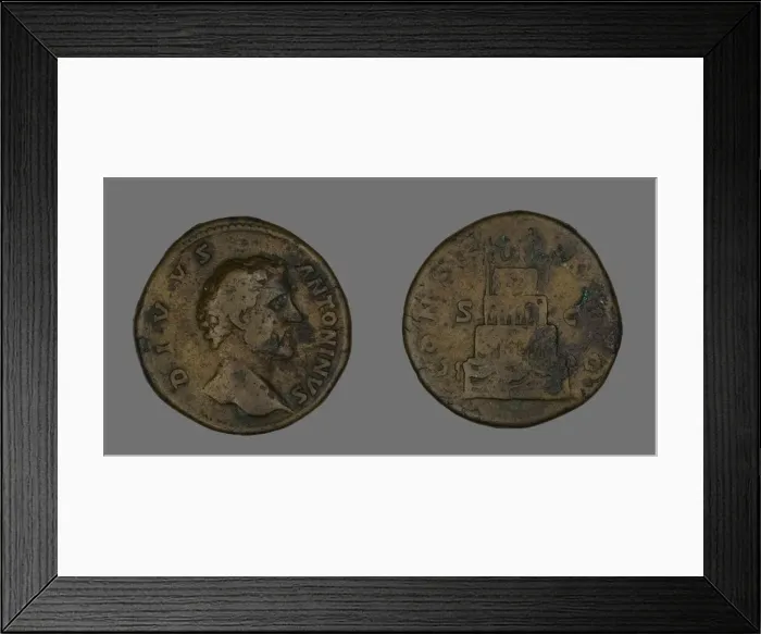Framed Print : Sestertius (Coin) Portraying Emperor Antoninus Pius, 161 or later. Creator: Unknown Framed Print : Sestertius (Coin) Portraying Emperor Antoninus Pius, 161 or later. Creator: Unknown