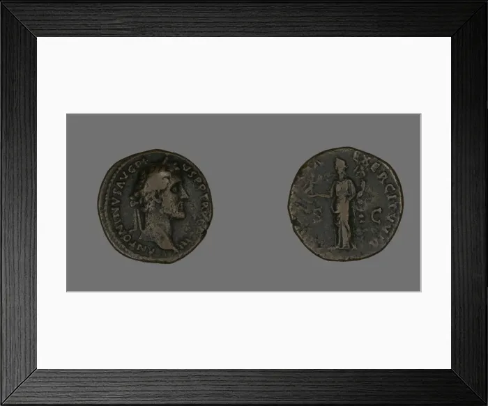 Framed Print : As (Coin) Portraying Emperor Antoninus Pius, 140-144. Creator: Unknown Framed Print : As (Coin) Portraying Emperor Antoninus Pius, 140-144. Creator: Unknown