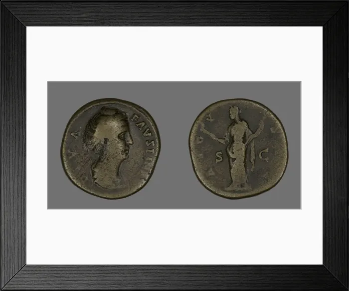 Framed Print : Sestertius (Coin) Portraying Empress Faustina, 141 or later. Creator: Unknown Framed Print : Sestertius (Coin) Portraying Empress Faustina, 141 or later. Creator: Unknown