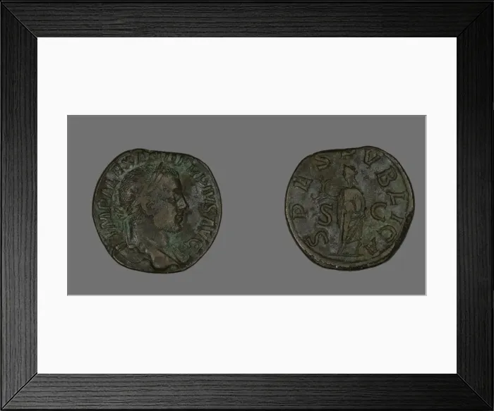 Framed Print : Sestertius (Coin) Portraying Emperor Severus Alexander, 232. Creator: Unknown Framed Print : Sestertius (Coin) Portraying Emperor Severus Alexander, 232. Creator: Unknown