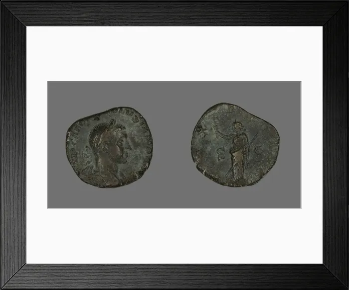 Framed Print : Sestertius (Coin) Portraying Emperor Volusian, 251-253. Creator: Unknown Framed Print : Sestertius (Coin) Portraying Emperor Volusian, 251-253. Creator: Unknown