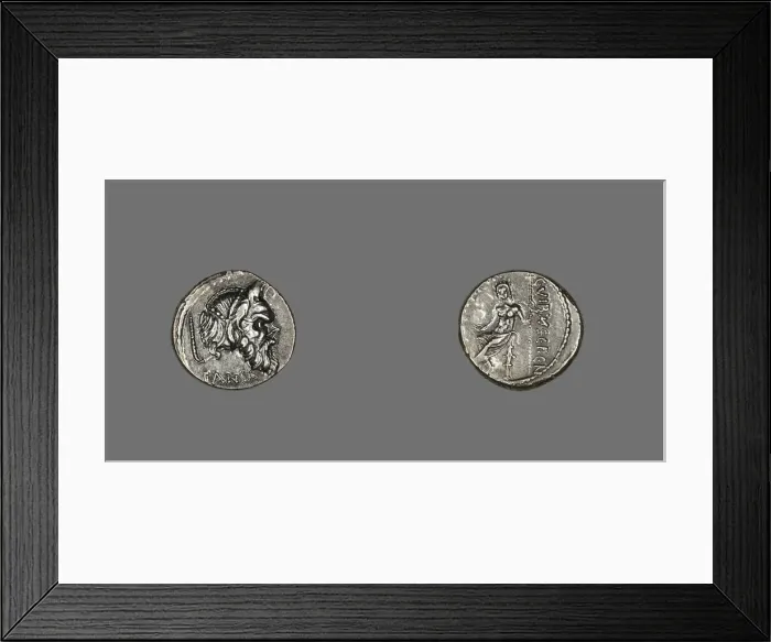Framed Print : Denarius (Coin) Depicting Mask of Pan, about 48 BCE, issued by C. Vibius Pansa Framed Print : Denarius (Coin) Depicting Mask of Pan, about 48 BCE, issued by C. Vibius Pansa