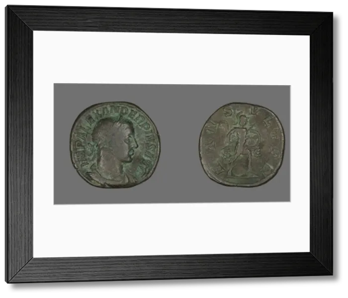 Framed Print : Sestertius (Coin) Portraying Emperor Severus Alexander, 231-235. Creator: Unknown Framed Print : Sestertius (Coin) Portraying Emperor Severus Alexander, 231-235. Creator: Unknown