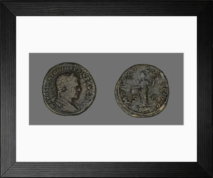 Framed Print : Sestertius (Coin) Portraying Emperor Caracalla, 213. Creator: Unknown Framed Print : Sestertius (Coin) Portraying Emperor Caracalla, 213. Creator: Unknown