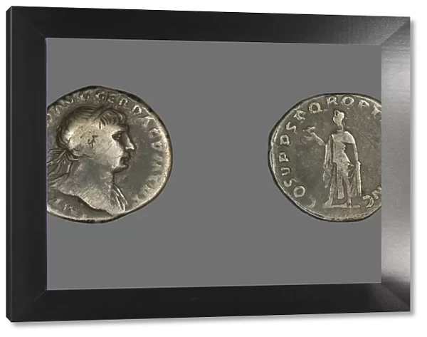Denarius (Coin) Portraying Emperor Trajan, 103-111. Creator: Unknown