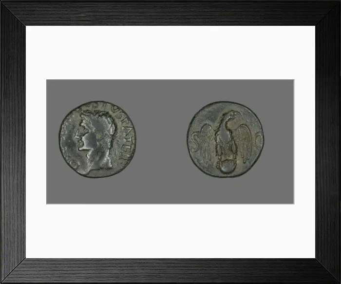 Framed Print : As (Coin) Portraying Emperor Augustus, 34-37. Creator: Unknown Framed Print : As (Coin) Portraying Emperor Augustus, 34-37. Creator: Unknown
