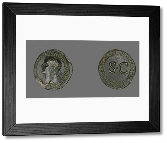Framed Print : As (Coin) Portraying Emperor Tiberius, 22-23. Creator: Unknown Framed Print : As (Coin) Portraying Emperor Tiberius, 22-23. Creator: Unknown