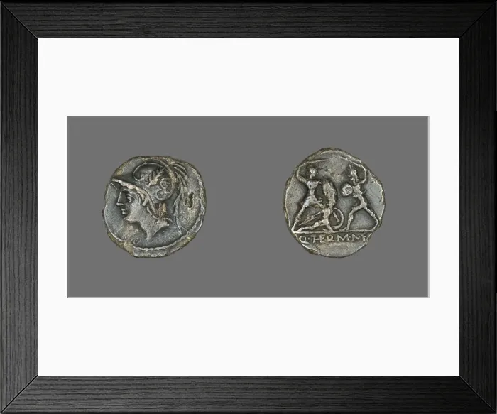 Framed Print : Denarius (Coin) Depicting the God Mars, 103 BCE. Creator: Unknown Framed Print : Denarius (Coin) Depicting the God Mars, 103 BCE. Creator: Unknown