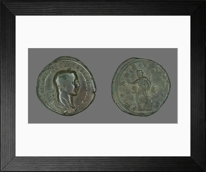 Framed Print : Sestertius (Coin) Portraying Emperor Severus Alexander, 222-235. Creator: Unknown Framed Print : Sestertius (Coin) Portraying Emperor Severus Alexander, 222-235. Creator: Unknown