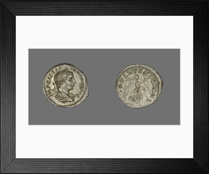 Framed Print : Denarius (Coin) Portraying Emperor Antoninus Pius, 138-161. Creator: Unknown Framed Print : Denarius (Coin) Portraying Emperor Antoninus Pius, 138-161. Creator: Unknown