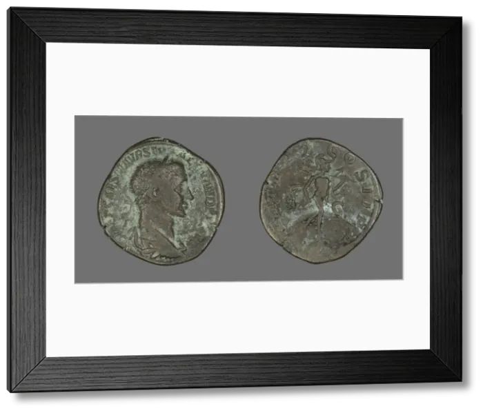 Framed Print : Sestertius (Coin) Portraying Emperor Severus Alexander, 266. Creator: Unknown Framed Print : Sestertius (Coin) Portraying Emperor Severus Alexander, 266. Creator: Unknown