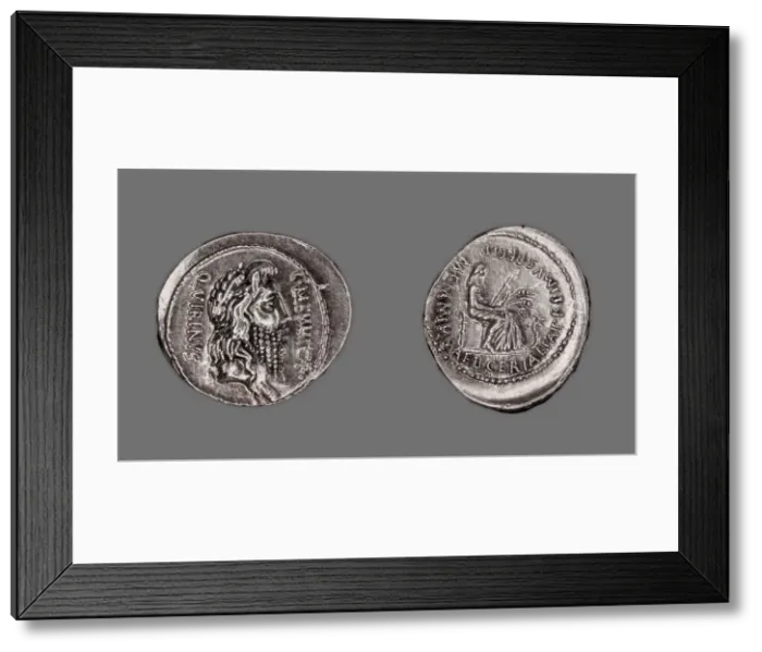 Framed Print : Denarius (Coin) Depicting the God Quirinus, 60 BCE, issued by the Roman Republic, C Framed Print : Denarius (Coin) Depicting the God Quirinus, 60 BCE, issued by the Roman Republic, C