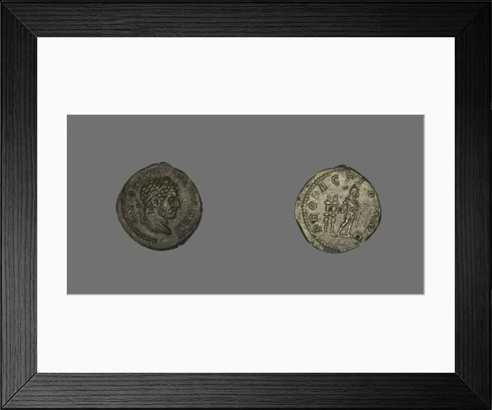 Framed Print : Denarius (Coin) Portraying Emperor Caracalla, 213. Creator: Unknown Framed Print : Denarius (Coin) Portraying Emperor Caracalla, 213. Creator: Unknown