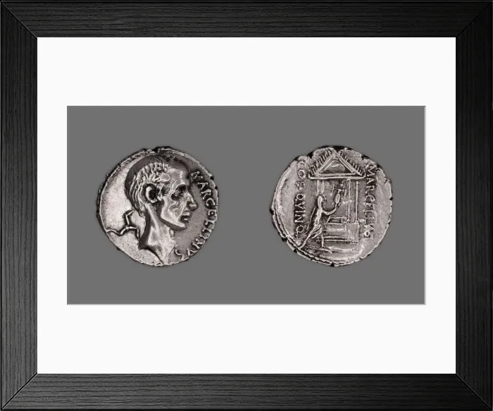 Framed Print : Denarius (Coin) Portraying Marcus Claudius Marcellus, 50-49 BCE, issued by Roman Republic Framed Print : Denarius (Coin) Portraying Marcus Claudius Marcellus, 50-49 BCE, issued by Roman Republic