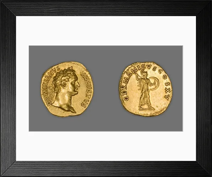 Framed Print : Aureus (Coin) Portraying Emperor Domitian, 90-91, issued by Domitian. Creator: Unknown Framed Print : Aureus (Coin) Portraying Emperor Domitian, 90-91, issued by Domitian. Creator: Unknown