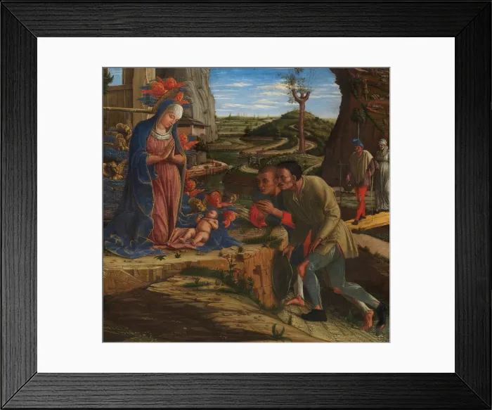 Framed Print : The Adoration of the Shepherds, shortly after 1450. Creator: Andrea Mantegna Framed Print : The Adoration of the Shepherds, shortly after 1450. Creator: Andrea Mantegna
