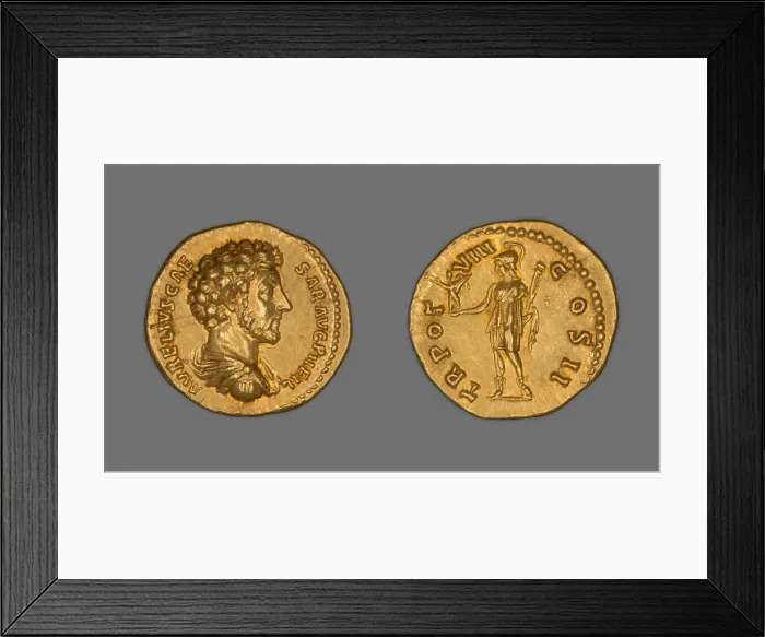 Framed Print : Aureus (Coin) Portraying Emperor Marcus Aurelius, 153-154, issued by Antoninus Pius Framed Print : Aureus (Coin) Portraying Emperor Marcus Aurelius, 153-154, issued by Antoninus Pius