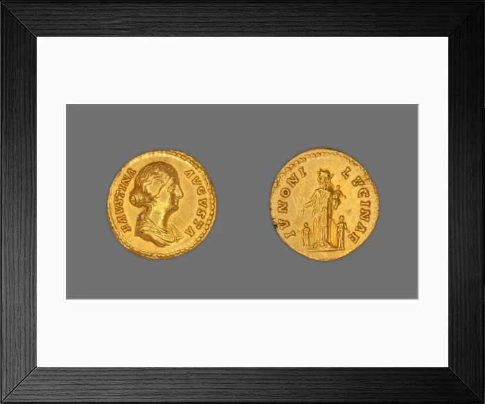 Framed Print : Aureus (Coin) Portraying Empress Faustina the Younger, 161-175, issued by Marcus Aurelius Framed Print : Aureus (Coin) Portraying Empress Faustina the Younger, 161-175, issued by Marcus Aurelius