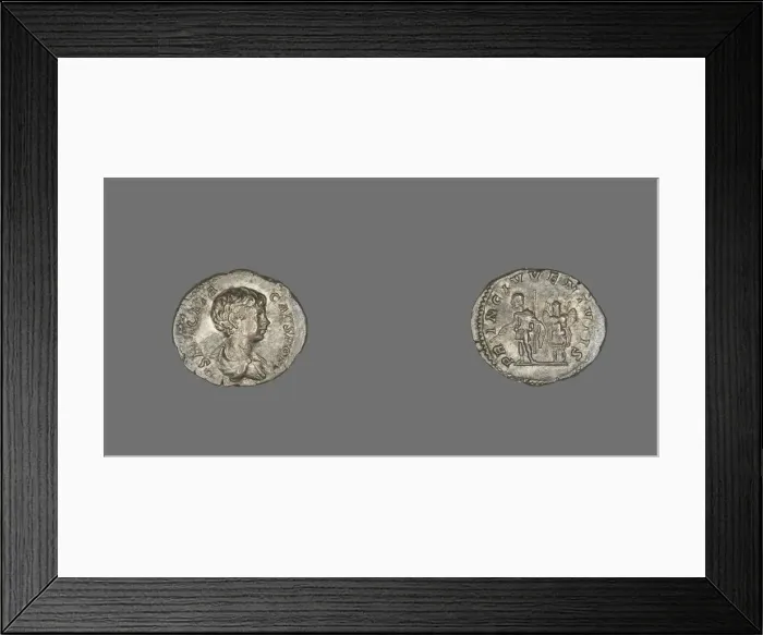 Framed Print : Denarius (Coin) Portraying Emperor Geta, 200-202. Creator: Unknown Framed Print : Denarius (Coin) Portraying Emperor Geta, 200-202. Creator: Unknown