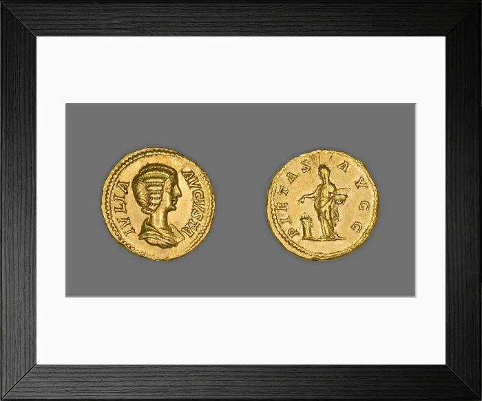 Framed Print : Aureus (Coin) Portraying Empress Julia Domna, 196-211, issued by Septimius Framed Print : Aureus (Coin) Portraying Empress Julia Domna, 196-211, issued by Septimius
