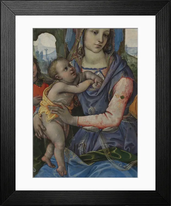 Framed Print : Madonna and Child with Saint Joseph and an Angel. Creator: Raffaellino del Garbo Framed Print : Madonna and Child with Saint Joseph and an Angel. Creator: Raffaellino del Garbo