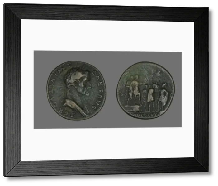 Framed Print : Sestertius (Coin) Portraying Emperor Galba, 68. Creator: Unknown