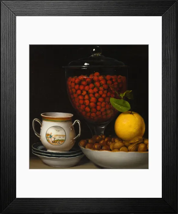 Framed Print : Still Life - Strawberries, Nuts, &c. 1822. Creator: Raphaelle Peale