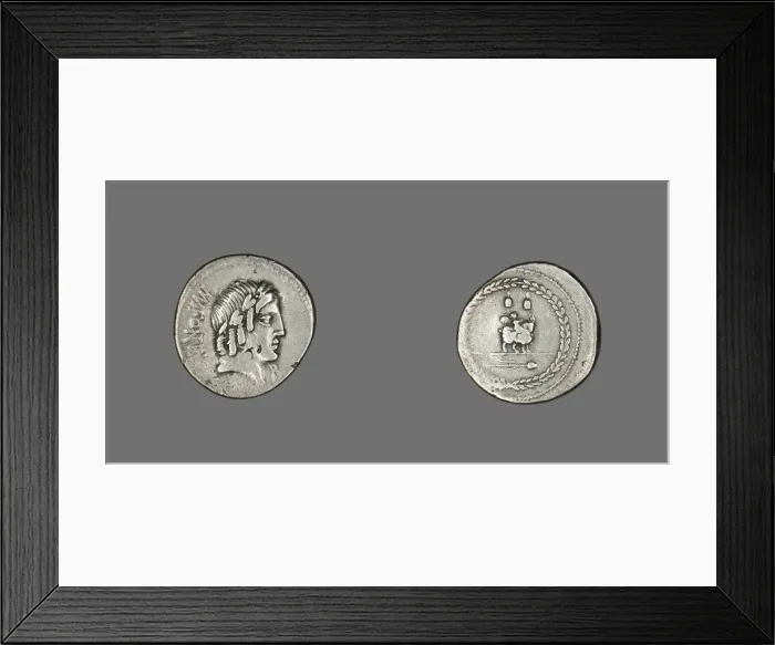 Framed Print : Denarius (Coin) Depicting the God Apollo, 85 BCE. Creator: Unknown Framed Print : Denarius (Coin) Depicting the God Apollo, 85 BCE. Creator: Unknown