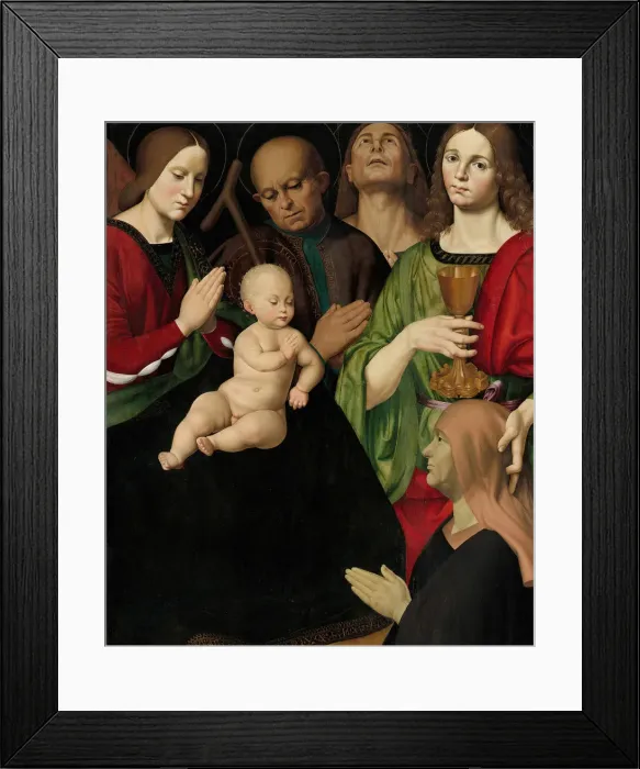 Framed Print : The Holy Family with Four Saints and a Female Donor, c. 1510. Creator: Antonio Rimpacta Framed Print : The Holy Family with Four Saints and a Female Donor, c. 1510. Creator: Antonio Rimpacta