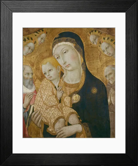 Framed Print : Virgin and Child with Saints Jerome, Bernardino of Siena, and Angels, 1450 / 60 Framed Print : Virgin and Child with Saints Jerome, Bernardino of Siena, and Angels, 1450 / 60