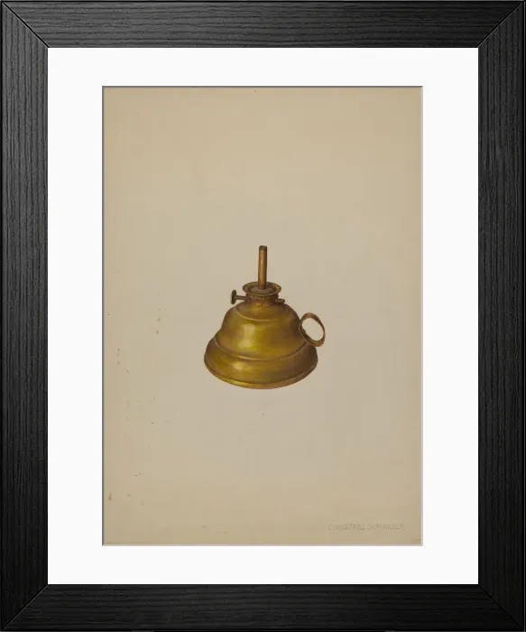 Framed Print : Camphene Lamp, c. 1940. Creator: Christabel Scrymser Framed Print : Camphene Lamp, c. 1940. Creator: Christabel Scrymser