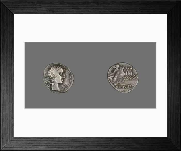 Framed Print : Denarius (Coin) Depicting the God Apollo, 90 BCE. Creator: Unknown Framed Print : Denarius (Coin) Depicting the God Apollo, 90 BCE. Creator: Unknown