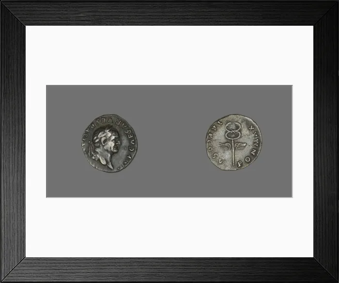 Framed Print : Denarius (Coin) Portraying Emperor Vespasian, 74. Creator: Unknown Framed Print : Denarius (Coin) Portraying Emperor Vespasian, 74. Creator: Unknown