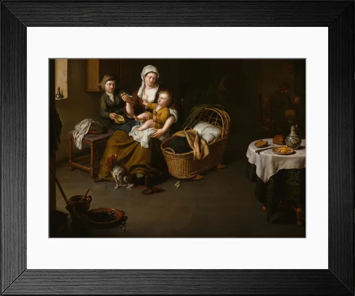 Framed Print : A Mother Feeding her Child (The Happy Mother), 1707. Creator: Willem van Mieris Framed Print : A Mother Feeding her Child (The Happy Mother), 1707. Creator: Willem van Mieris
