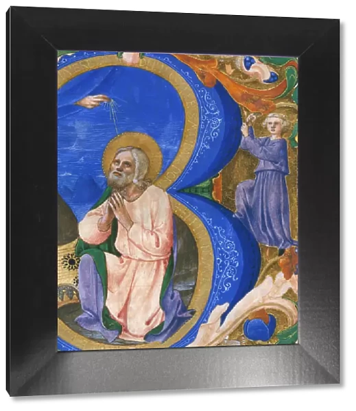 King David in Prayer in an Initial B, ca. 1450. Creator: Zanobi di Benedetto Strozzi