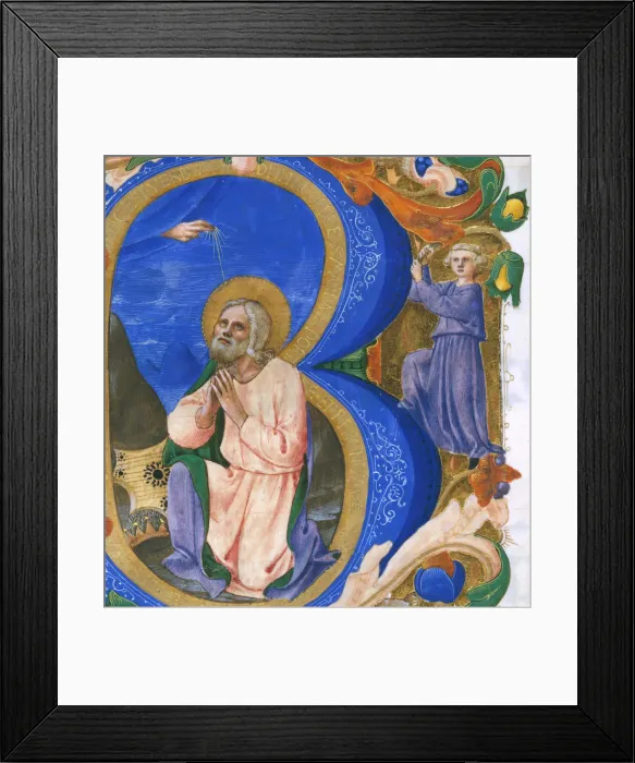 Framed Print : King David in Prayer in an Initial B, ca. 1450. Creator: Zanobi di Benedetto Strozzi Framed Print : King David in Prayer in an Initial B, ca. 1450. Creator: Zanobi di Benedetto Strozzi