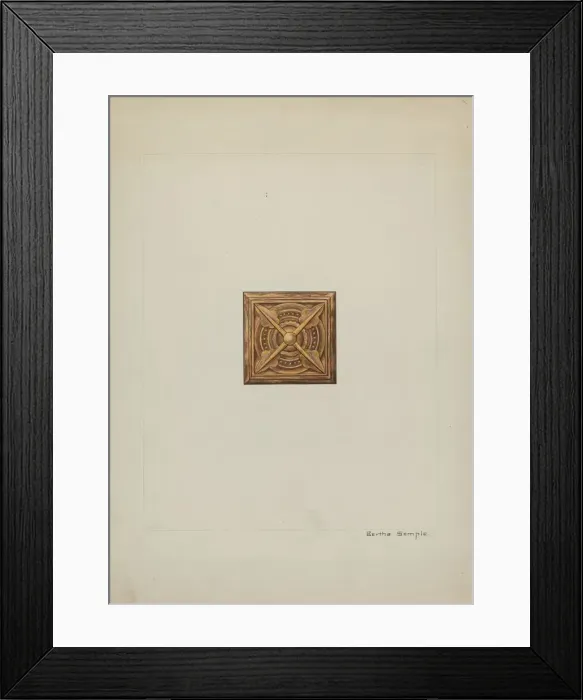 Framed Print : Carved Wood Ornament, c. 1937. Creator: Bertha Semple Framed Print : Carved Wood Ornament, c. 1937. Creator: Bertha Semple