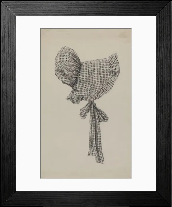Framed Print : Dolls Gingham Sunbonnet, c. 1936. Creator: Bertha Semple Framed Print : Dolls Gingham Sunbonnet, c. 1936. Creator: Bertha Semple