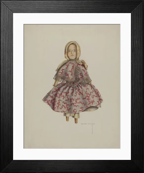 Framed Print : Wooden Doll, c. 1938. Creator: Bertha Semple Framed Print : Wooden Doll, c. 1938. Creator: Bertha Semple