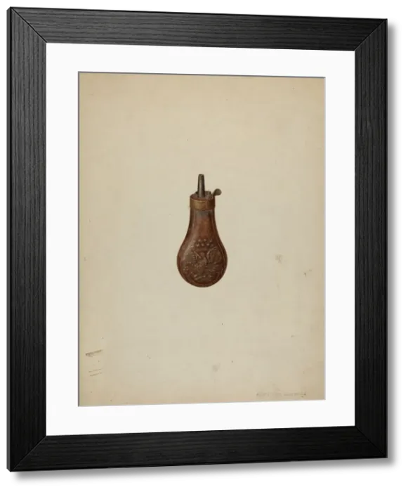 Framed Print : Gun Powder Flask, c. 1938. Creator: Christabel Scrymser Framed Print : Gun Powder Flask, c. 1938. Creator: Christabel Scrymser