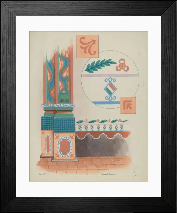 Framed Print : Pilaster and Sidewall in Church San Luis Rey Mission, c. 1936. Creator: Howard H. Sherman Framed Print : Pilaster and Sidewall in Church San Luis Rey Mission, c. 1936. Creator: Howard H. Sherman