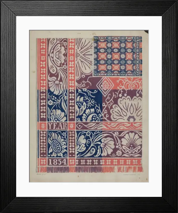 Framed Print : Woven Coverlet, 1937. Creator: Howard H. Sherman Framed Print : Woven Coverlet, 1937. Creator: Howard H. Sherman