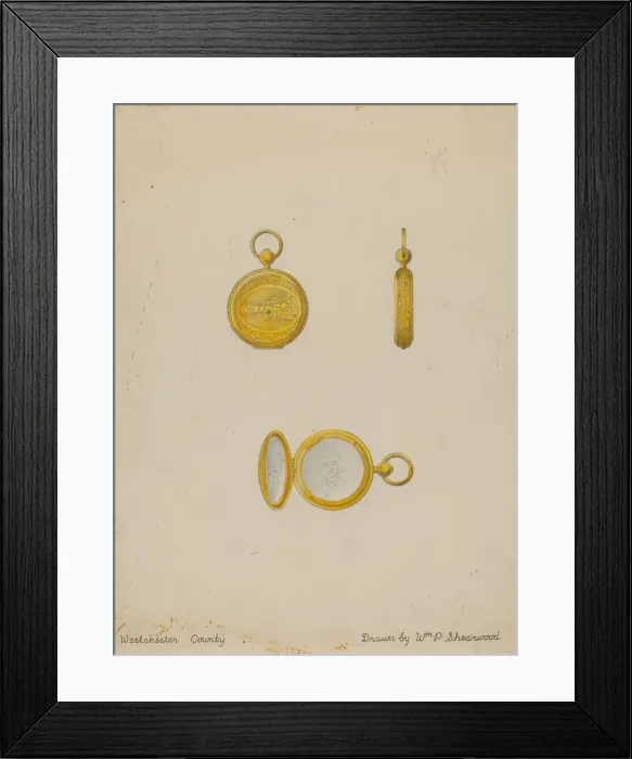 Framed Print : Watch Chain Locket, 1935 / 1942. Creator: William P. Shearwood Framed Print : Watch Chain Locket, 1935 / 1942. Creator: William P. Shearwood
