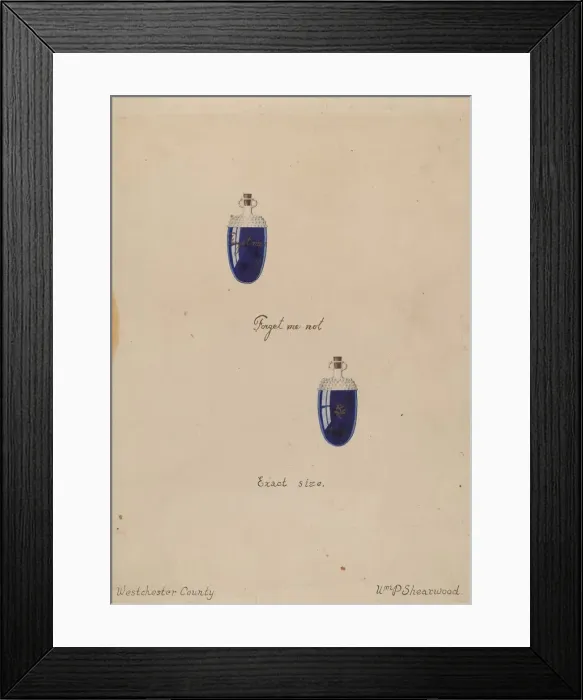 Framed Print : Perfume Bottle, c. 1936. Creator: William P. Shearwood Framed Print : Perfume Bottle, c. 1936. Creator: William P. Shearwood
