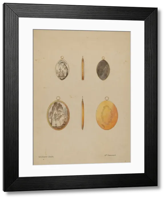 Framed Print : Mourning Pendants, c. 1936. Creator: William P. Shearwood