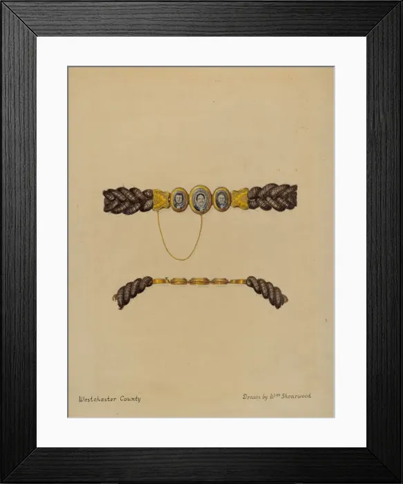 Framed Print : Hair Brooch and Bracelet, c. 1936. Creator: William P. Shearwood Framed Print : Hair Brooch and Bracelet, c. 1936. Creator: William P. Shearwood