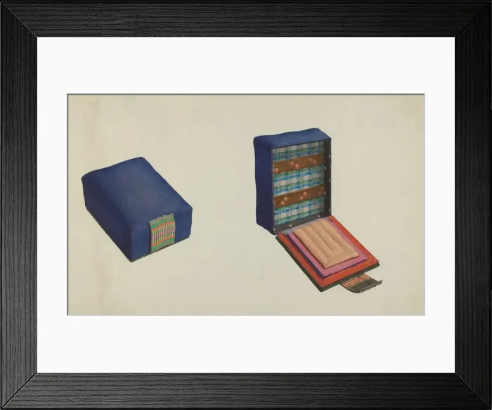 Framed Print : Shaker Needle Case, c. 1936. Creator: Ingrid Selmer-Larsen Framed Print : Shaker Needle Case, c. 1936. Creator: Ingrid Selmer-Larsen
