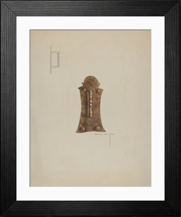 Framed Print : Iron Door Handle, 1935 / 1942. Creator: Bertha Semple Framed Print : Iron Door Handle, 1935 / 1942. Creator: Bertha Semple
