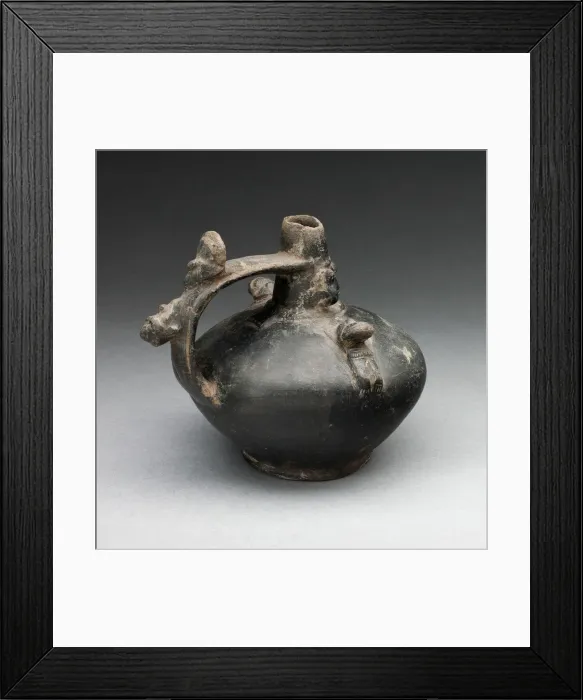 Framed Print : Single Spout Strap Vessel with Attached Molded Figures, A. D. 1000 / 1476. Creator: Unknown Framed Print : Single Spout Strap Vessel with Attached Molded Figures, A. D. 1000 / 1476. Creator: Unknown