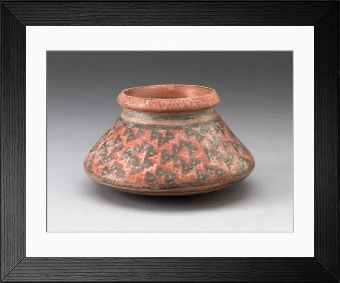Framed Print : Miniature Jar with Textile Pattern or Abstract Fish Motifs, A. D. 1450 / 1532 Framed Print : Miniature Jar with Textile Pattern or Abstract Fish Motifs, A. D. 1450 / 1532